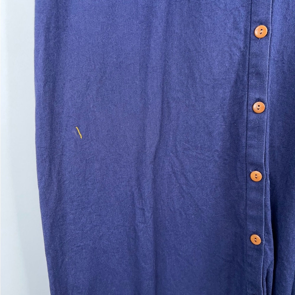 Ilana Kohn Gigi Maxi Dress Navy Blue Button Front Short Sleeve Cotton Minimal - Picture 5 of 14